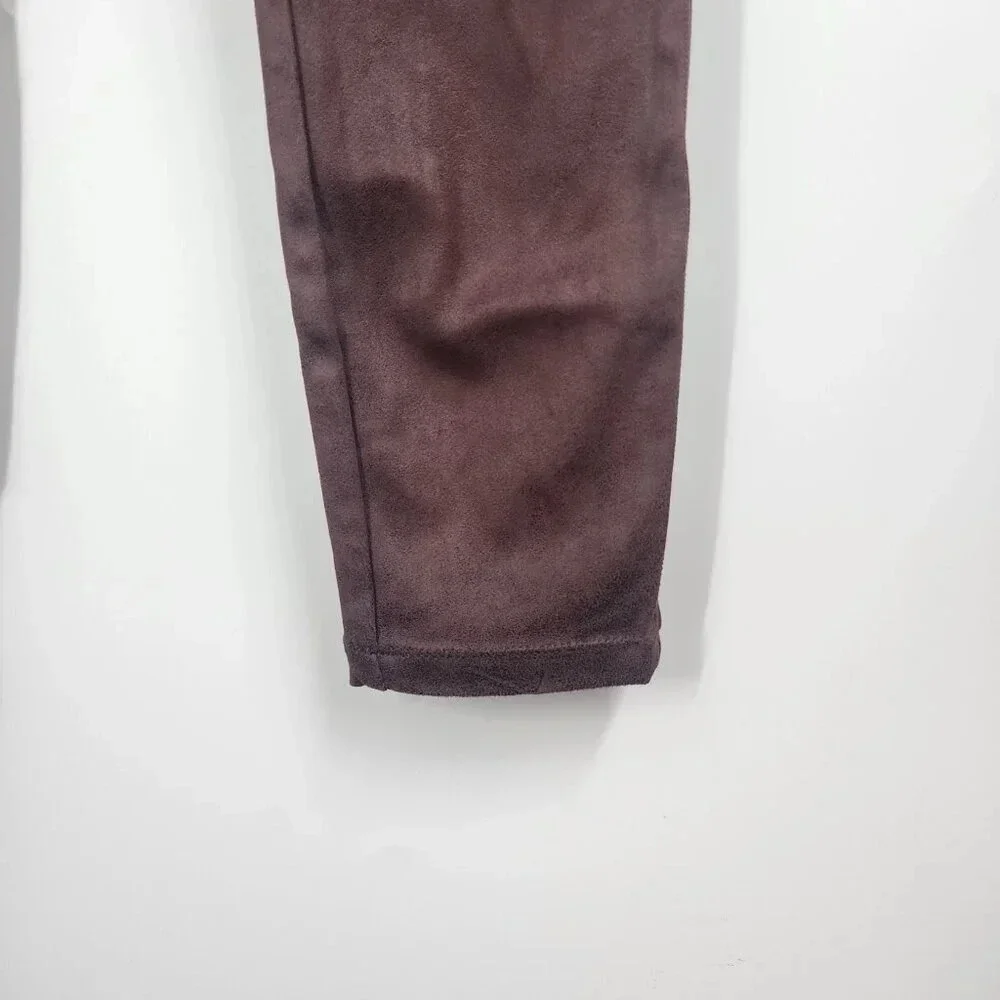 Free People Women's Faux Leather‎ Mid Rise Vegan Leggings In Wine Size 25